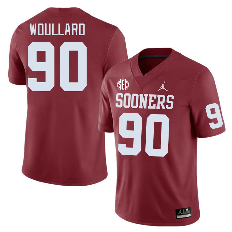 Men #90 Caiden Woullard Oklahoma Sooners 2024 SEC Conference College Football Jerseys-Crimson